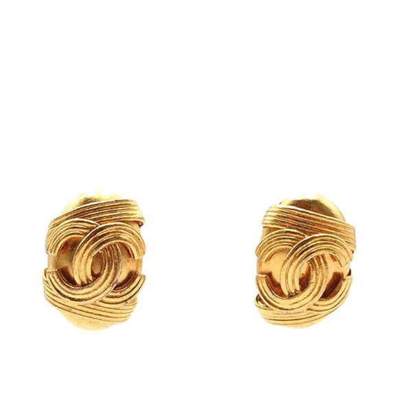 Chanel Gold Plated Cc Clip On Earrings